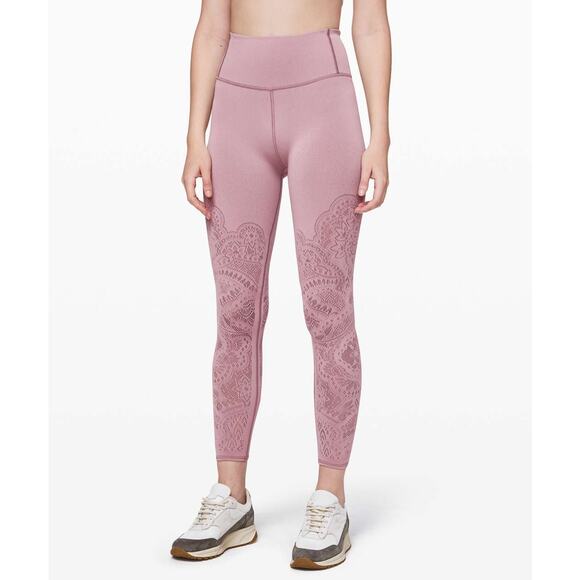 Lululemon Reveal Tight Zen Expression Vintage Mauve Mesh Pant Leggings - Picture 1 of 7